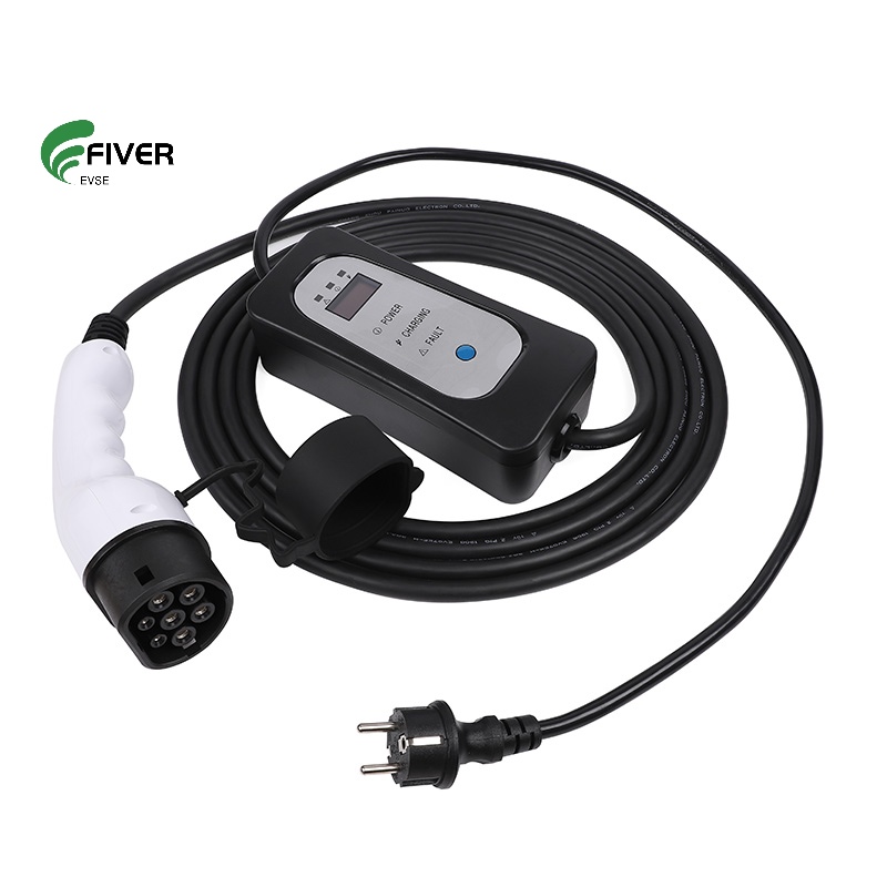 Portable Charger Type 2 7M Cable 16A 3 Phase 11KW Fast EV ChargingWith  Current Adjustable For Electric Car IEC 62196-2